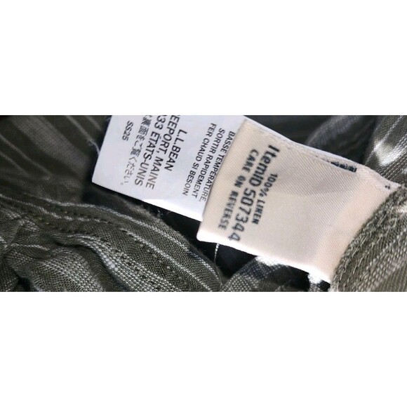 L.L. Bean Women Premium Linen Olive Green Pull-On Pants, Striped Beachy Size 4P - Picture 2 of 5